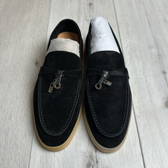 Loro Piana Black Suede Summer Charms Walk Slip On Loafers‎ Black 7.5W 6.5M NWT - Picture 8 of 12